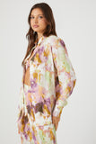 Pinkmulti Abstract Floral Print Oversized Shirt 1
