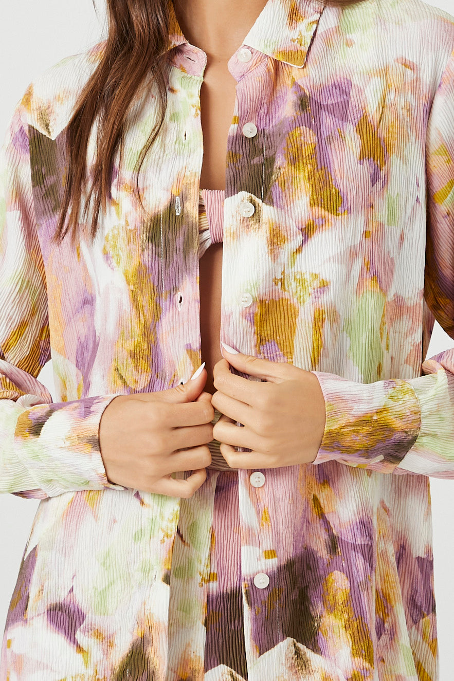 Pinkmulti Abstract Floral Print Oversized Shirt 4