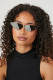 Silver/Silver Rimless Cat-Eye Sunglasses