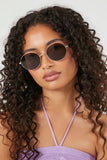 Gold/Brown Round Frame Sunglasses 3