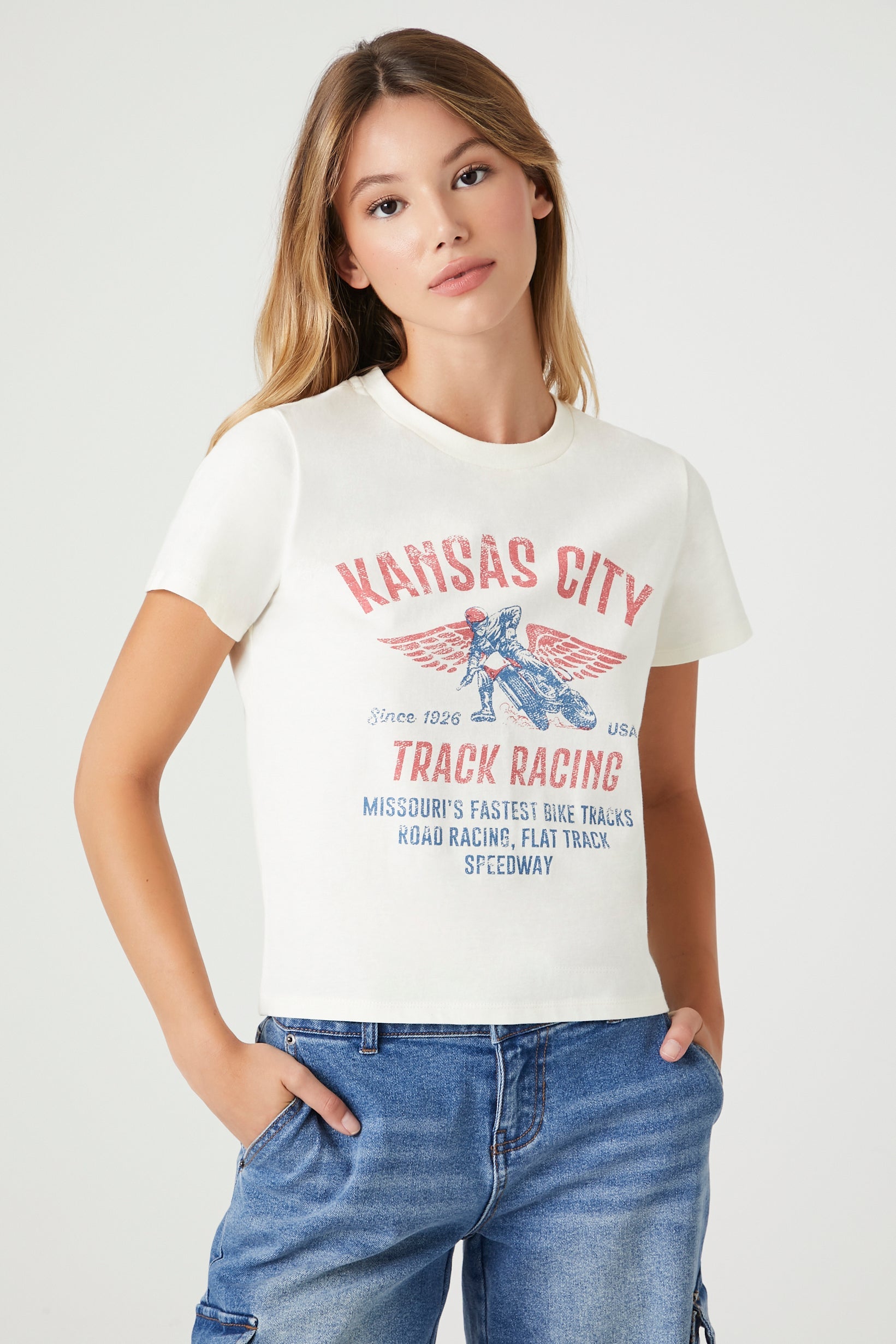 White/Multi Kansas City Track Racing Graphic Tee 1