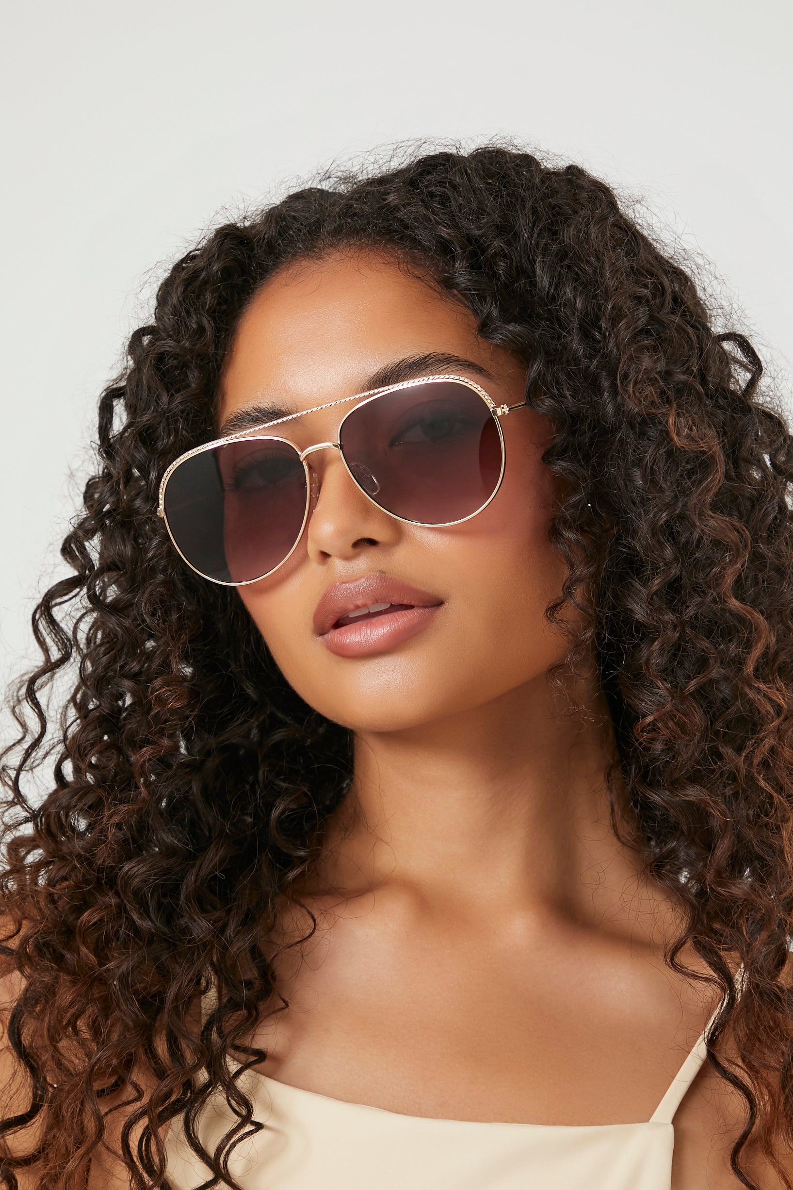 Gold/Brown Aviator Frame Sunglasses 2