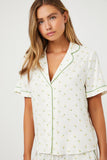 Ivory/Multi Pineapple Shirt & Shorts Pajama Set 2