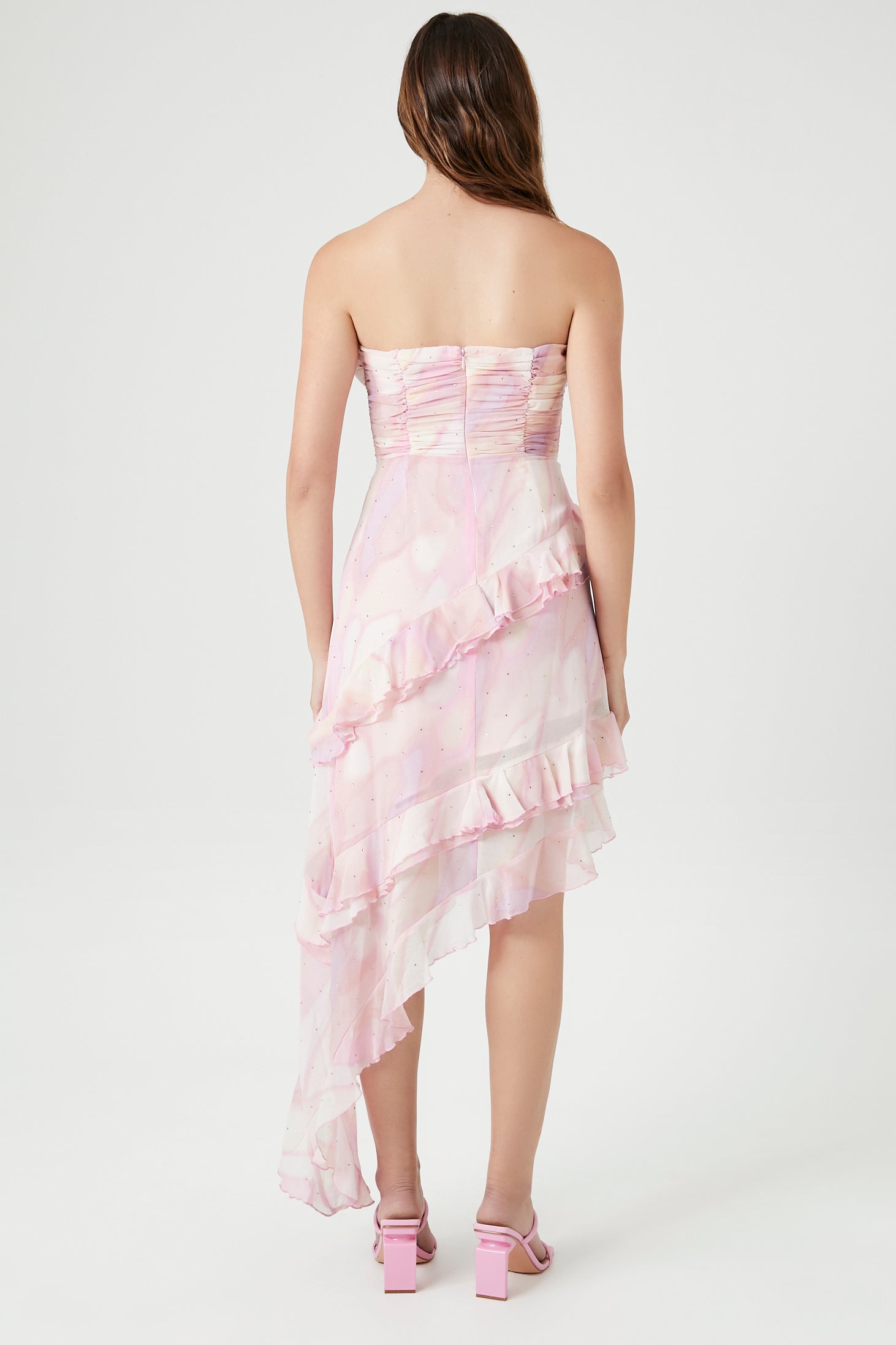 Light Pink/Multi Abstract Print Ruffle-Trim Dress 3