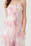 Light Pink/Multi Abstract Print Ruffle-Trim Dress 2