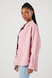 Pink/Multi Distressed Twill Button-Front Shirt 3