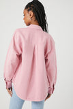 Pink/Multi Distressed Twill Button-Front Shirt 4