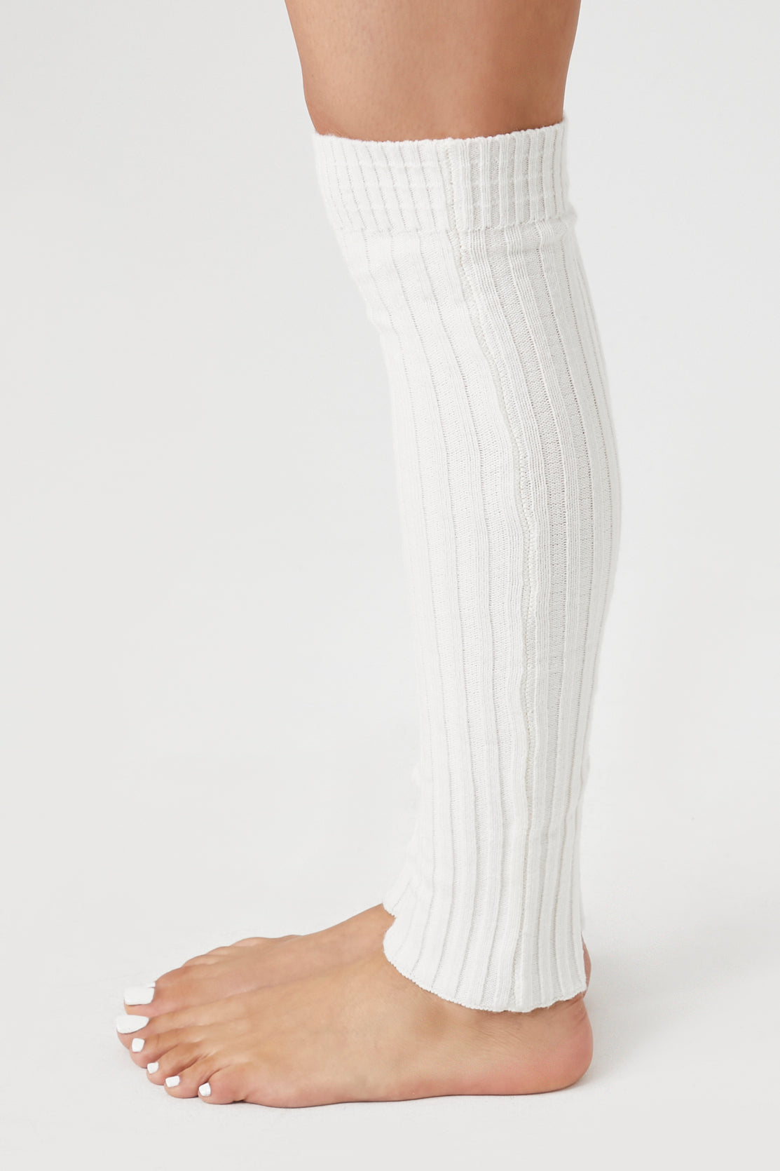 White Ribbed Knit Leg Warmers 2