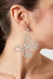 Silver/Clear Rhinestone Butterfly Drop Earrings