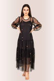 Black Sheer Mesh Ruffle-Trim Maxi Dress 1