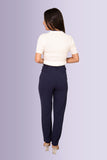 Navy Belted High-Rise Trousers 3
