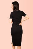 Black Split-Hem Polo Midi Dress 3