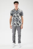 Grey/Multi Ornate Print Curved-Hem Shirt 3