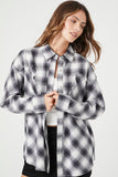 Black/Multi Frayed Plaid Flannel Shirt 