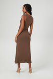 Brown Tie-Waist Sweater Midi Dress 2
