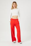 Red French Terry Wide-Leg Pants 