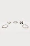 silver/clear Assorted Butterfly Cutout Ring Set 2
