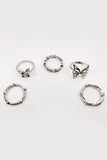 silver/clear Assorted Butterfly Cutout Ring Set