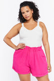 Shocking Pink Plus Size Paperbag Shorts 4