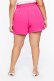 Shocking Pink Plus Size Paperbag Shorts 3
