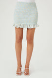 Mint/Multi Smocked Ruffle-Trim Mini Skirt 2