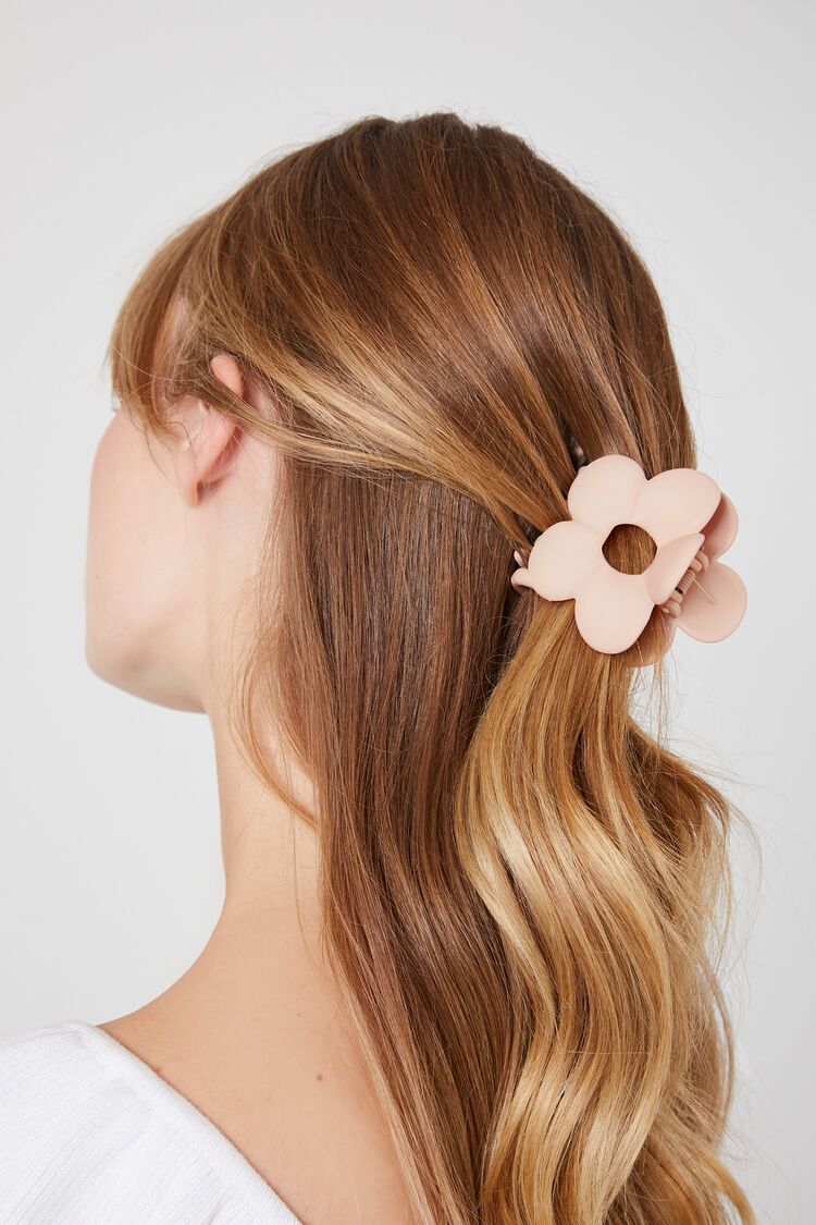 Tan Floral Hair Claw Clip