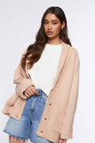Taupe Heart Ribbed Open-Front Cardigan 1