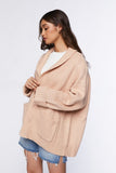 Taupe Heart Ribbed Open-Front Cardigan 2