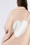 Taupe Heart Ribbed Open-Front Cardigan 3