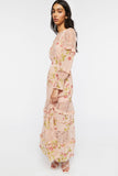 Blush Lace-Trim Tiered Floral Maxi Dress 3
