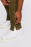 Olive Corduroy Button-Hem Slim-Fit Pants 3