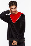 Black/ Red Velour Colorblock Pullover 1