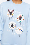Blue multi Holiday Sheep Graphic Pullover 3