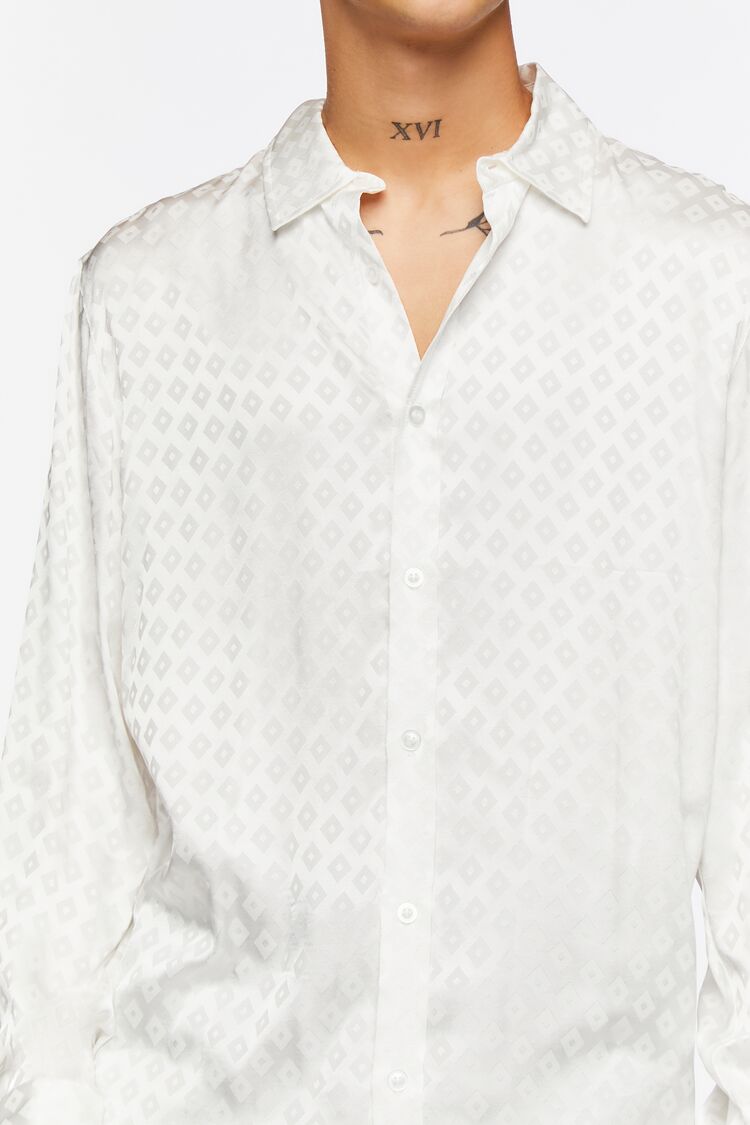 Cream Diamond Long-Sleeve Shirt 2