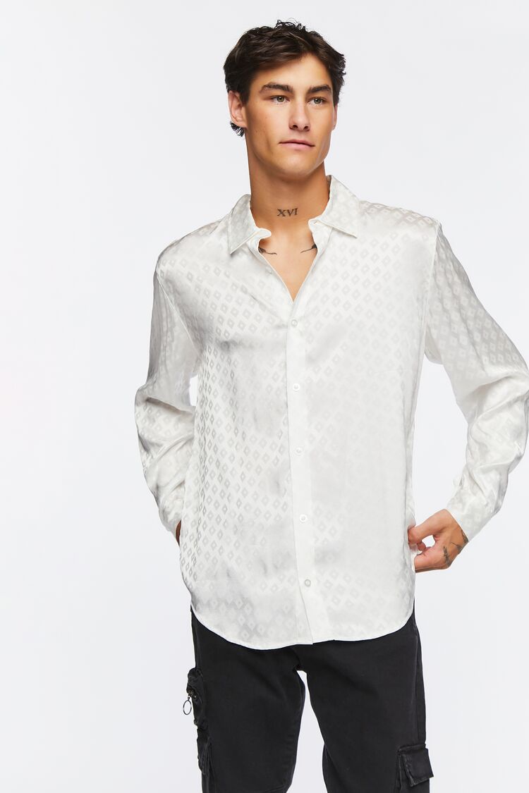 Cream Diamond Long-Sleeve Shirt