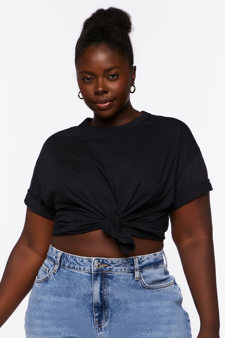 Black Plus Size Relaxed Crew Tee 1