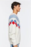 Cream Multi Fuzzy Knit Geo Pattern Sweater3