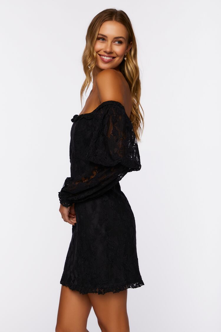 Black Lace Off-the-Shoulder Mini Dress 3