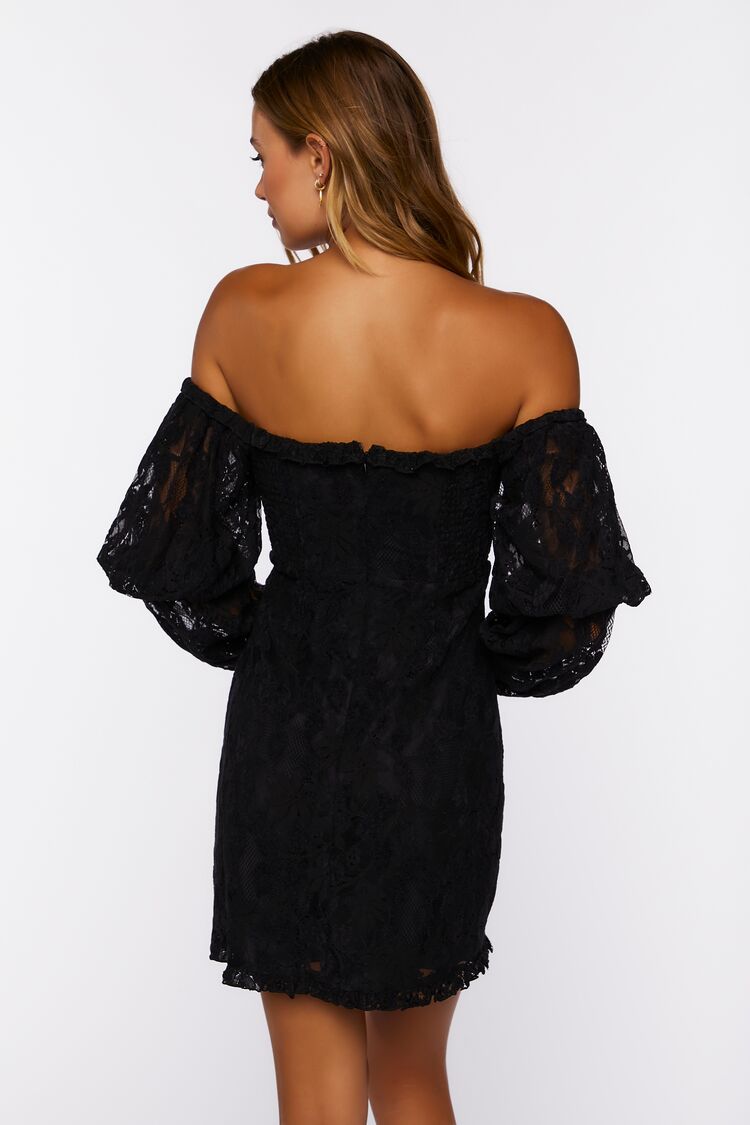 Black Lace Off-the-Shoulder Mini Dress 4