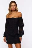 Black Lace Off-the-Shoulder Mini Dress 1