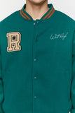 Hunter Green Embroidered Varsity Letterman Jacket 4