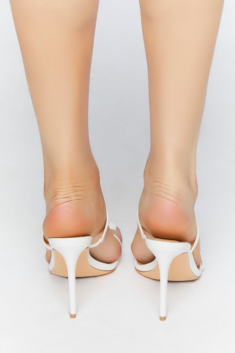 White Open-Toe Slip-On Stiletto Heels 3