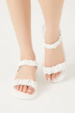 White Ruched Faux Leather Sandals 2