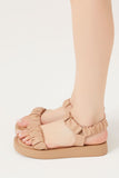 Nude Ruched Faux Leather Sandals 1