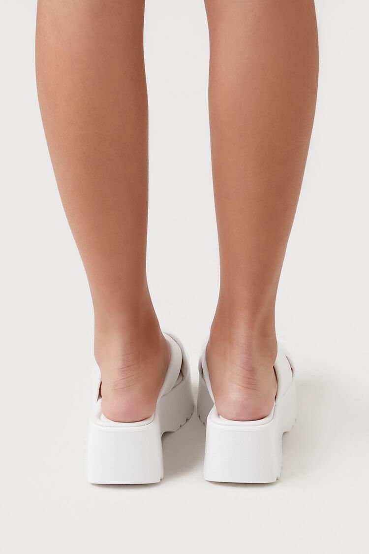 White Crisscross Flatform Sandals 3