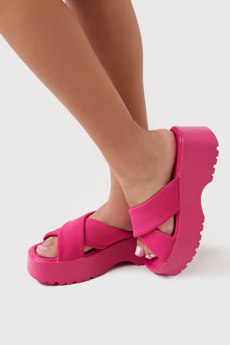Pink Crisscross Flatform Sandals