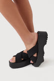 Black Crisscross Flatform Sandals 