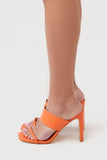 Orange Faux Leather Open-Toe Block Heels 1