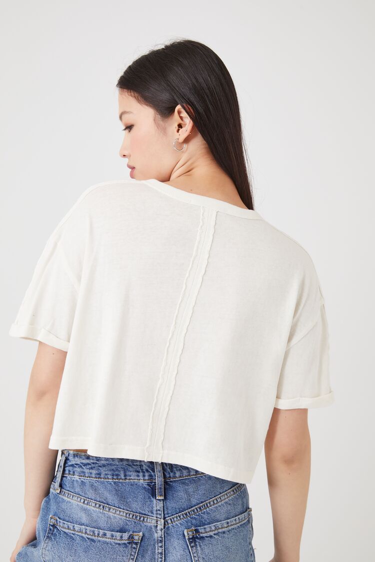 White Drop-Sleeve Cropped Tee 3