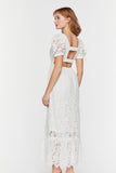 White Plunging Lace Maxi Dress 4